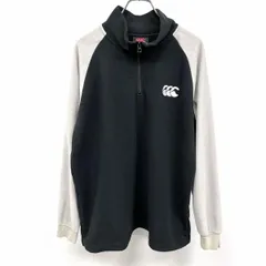 【中古】[印象B] カンタベリー CANTERBURY OF NEW ZEALAND フリースカットソー 長袖 ポリ100% M ブラック×ライトグレー系×グリーンベージュ系 黒 メンズ