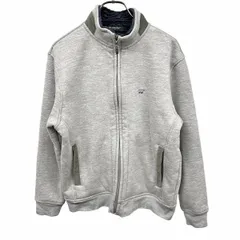 【中古】[印象A] Golden Bear ゴールデンベア カットソージャケット / ブルゾン レディース M 杢グレー 杢灰×ベージュ×紺 ポリ×綿 ハイネック ジップアップ 裏ボア クマ刺繍 長袖 内側がボーダーのサムネイル