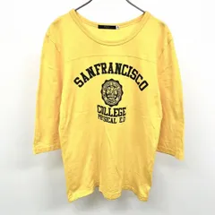【中古】[印象AB] SIMPLICITE PLUS シンプリシテェプリュス フットボールTシャツ / カットソー メンズ 38 ヘザーイエロー 杢黄色 綿100% 7分袖 英字プリントのサムネイル