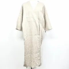 古着 エミ ヨガ emmi yoga ロングガウンコート 7分袖 紐留め 裏地無し 無地 ノーカラー リネン×ラミー F ナチュラルベージュ系 レディース