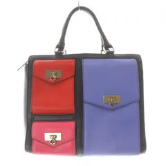 ケイトスペード KATE SPADE レザー ポケット ハンドバッグ レザー 黒 マルチカラー