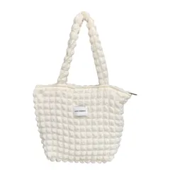 【新着商品】通学 通勤 ファッション小物 おしゃれ 軽量 大容量 肩掛け ショルダーバッグ 可愛い チャック付き ファスナー付き ハンドバッグ マザーズバッグ ワッフル ポップコーンバッグ レディース トートバッグ