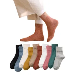【新品】 [DsHome] 靴下 レディース 春夏 綿 ソックス 5足/10足セット 蒸れない 吸汗 通気 女性靴下 無地 カラー 通勤 通学 22-25cm 1