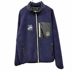 【中古】[印象AB] kissmark Golf キスマーク ゴルフ ボアジャケット メンズ LL XL 2L ネイビー 紺×黒×緑×白 ポリ100% 内ポケット無し 裏地付き ハイネック ラグラン 長袖 ロゴ刺繍