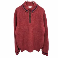 【中古】[印象AB] element of SIMPLE LIFE エレメントオブシンプルライフ ニット / セーター メンズ L レッド 赤×青×茶 毛×ナイロン(一部合皮) スパニッシュカラー 一部ケーブル柄 長袖のサムネイル