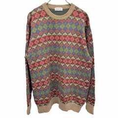 【中古】[印象AB] element of SIMPLE LIFE エレメントオブシンプルライフ セーター メンズ L ブラウン 茶系×ピンク×オレンジ×緑 毛×アクリル×ナイロン アーガイル×ボーダー 長袖のサムネイル