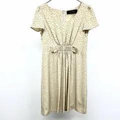 【中古】[印象A] Jewel Changes ジュエルチェンジズ ワンピース レディース 36 イエローベージュ系×ブラック ポリ100% Uネック ウエストゴム 背中ファスナー 袖は裏地無し 薄手 ランダムなドット柄 裏地付き 半袖のサムネイル