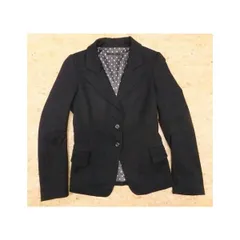 【中古】[印象BC] MOUSSY マウジー レディース サイズ2 ブラック×グレー×ホワイト ドット柄の裏地 テーラードジャケット 長袖 2つボタンのサムネイル