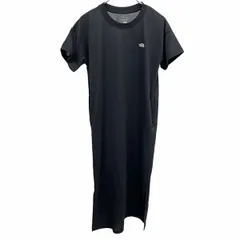 古着 ザ・ノースフェイス THE NORTH FACE Tシャツワンピース ロング 裏地無し 裾の両サイドにスリット 半袖 ポリ100% S ブラック レディース