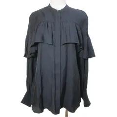 デザインワークス DESIGNWORKS ビンテージツイルラッフルブラウス シャツ 3547-02-10008 長袖 バンドカラー 比翼仕立て 38 M相当 /Xのサムネイル