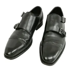 エルメネジルドゼニア Ermenegildo Zegna ダブルモンク レザー シューズ ビジネス ドレス 5.5 ブラックのサムネイル