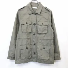 【中古】[印象AB] THE SHOP TK MIXPICE ザ・ショップ ティーケー レディース 女性 M グレーカーキ系 綿100% 薄手 サファリジャケット 無地 ボタン留め 長袖のサムネイル