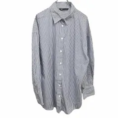 【中古】[印象A] ザラ ZARA シャツ 着丈が長め ストライプ ポケット無し 長袖 ロングスリーブ 綿100% コットン100% L ネイビー 紺×白 レディース