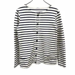 【中古】[印象AB] ORCIVAL オーシバル カットソーカーディガン / バスクシャツ レディース 1 ネイビー 紺×オフホワイト 綿100% ボタン留め ボーダー ボートネック 長袖のサムネイル