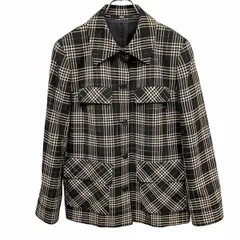 【中古】[印象A] DAKS ダックス ジャケット レディース 3L (15ABR) ブラック 黒×ベージュ×茶 ピュアニューウール100%(裏地：キュプラ100%) 両胸フラップポケット ウエストの両側にフラップポケット ボタン留め 総裏地 内ポケット無しのサムネイル