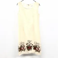 【中古】[印象A] L'EST ROSE レストローズ ノースリーブワンピース レディース イエローベージュ系 ポリ100% 背中ファスナー 薄手 透け感 花柄プリント 裏地付き
