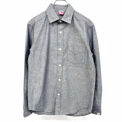【中古】[印象AB] PUMA プーマ シャツ メンズ S ヘザーグレー 綿×ポリ 長袖 ポケット 猫目ボタン カフスにロゴタグ 裾にカラーシェブロン セミワイドカラーのサムネイル