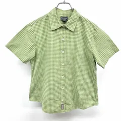 【中古】[印象AB] Abercrombie＆Fitch アバクロンビーアンドフィッチ シャツ レディース M グリーン×ホワイト 緑 綿100% 裾にロゴワッペン チェック 半袖 ポケット無しのサムネイル