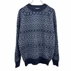 古着 グリーンレーベルリラクシング UNITED ARROWS Green Label Relaxing ニット セーター 総柄 ラグラン 長袖 アクリル×毛 S 紺 レディース