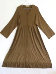 【228007】Curensology カレンソロジー  ニット　長袖 ワンピース　前身頃ボタンデザイン　リブ　アクリル　ストレッチ  ・F