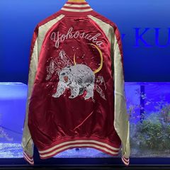 どぶ板通りスカジャン YOKOSUKA刺繍入り 別珍 リバーシブル 珍色