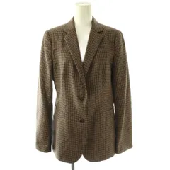 アクアスキュータム AQUASCUTUM チェック柄2Bジャケット テーラードウール 10 ブラウン ネイビー /CX ■OS