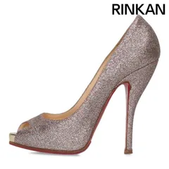 クリスチャンルブタン グリッターヒールオープントゥパンプス レディース 34.5