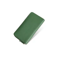 【新品】 [ビジネスレザーファクトリー]ラウンドファスナー長財布 (フルオープン) 撥水オリジナルレザー 牛本革 男女兼用 大容量 21ポケット 縦型カード収納 見開き設計 YKKファスナー (アイビーグリーン) 0