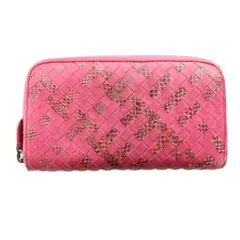 ボッテガヴェネタ BOTTEGA VENETA イントレチャートロングウォレット ラウンドジップ アイヤーズ ピンク /SS ■OS