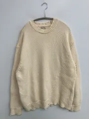 ZARA ザラ ニット/セーター USA L アイボリー コットン ニット 無地 ミドル丈 長袖 クルーネック(丸首)