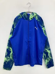 PUMA プーマ ナイロンジャケット L ブルー ワンポイント ブランドロゴ その他総柄 フードあり