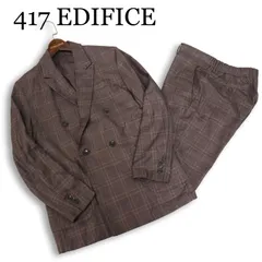 417 EDIFICE エディフィス 春夏★ チェック柄 ダブル ジャケット&イージー パンツ セットアップ スーツ Sz.M　メンズ