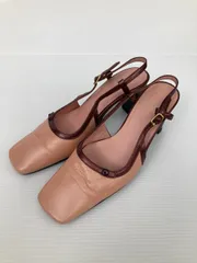 marie claire マリークレール パンプス 21 1/2E ピンク レザー・本革 無地 スクエアトゥ 太ヒール 5.1～7cm ストラップあり