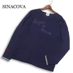 SINACOVA シナコバ 春夏 ロゴ刺繍&ワッペン★ リネン サマー ニット セーター Sz.L メンズ ネイビーのサムネイル