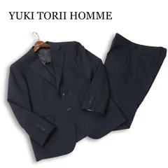 YUKI TORII HOMME ユキトリイ オム 春夏 背抜き★ ストライプ スーツ セットアップ Sz.BE5 メンズ 紺 大きいサイズ ビジネス