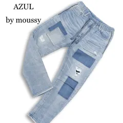 AZUL by moussy アズール マウジー パッチワーク★ ダメージ加工 スウェット ドビー デニム パンツ ジーンズ Sz.XS メンズ
