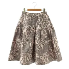 グレースクラス GRACE Class 24SS ボタニカルジャガードスカート フレアスカート ミディ丈 36 ピンク ブラック /DF ■OS