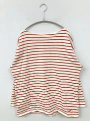 LOGOS DAYS ロゴスデイズ Tシャツ/カットソー LL オレンジ ボーダー柄 ミドル丈 長袖 ボートネック