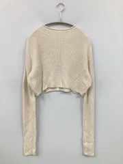 MOUSSY マウジー ニット/セーター F アイボリー コットン ニット 無地 ショート丈 長袖 クルーネック(丸首)