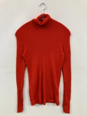 UNIQLO ユニクロ ニット/セーター M レッド 無地 ミドル丈 長袖 タートルネック/ハイネック
