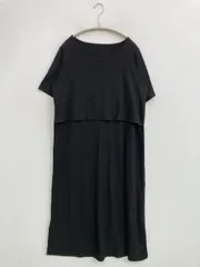 ELFINDOLL ワンピース M-L ブラック 無地 半袖 ロング・マキシ丈 フレア