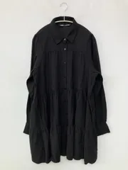 ZARA ザラ シャツワンピース USA M ブラック 無地 長袖 ショート・ミニ丈