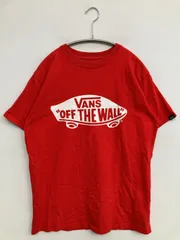 VANS バンズ Tシャツ/カットソー S レッド 前面プリント ブランドロゴ 半袖 クルーネック(丸首)