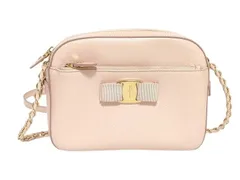 Salvatore Ferragamo フェラガモ ショルダーバッグ ヴァラリボン FZ21 F568 ピンク レザー レディース チェーン ゴールド金具