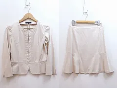 【230656】UNTITLED アンタイトル  7分袖 セットアップ スカートスーツ ノーカラージャケット  ・1 ベージュ