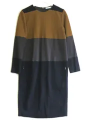 【231009】MAX MARA マックスマーラ  *クリーニング済　白タグ　ワンピース　ピュアヴァージンウール  ・38 ネイビー|ブラウン