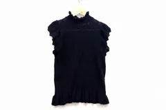 【230850】ZARA ザラ  半袖 ノースリーブニット フリル  M ブラック