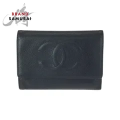 CHANEL シャネル ヴィンテージ ココマーク ブラック 黒 ゴールド金具 キャビアスキン 折財布 コンパクトウォレット レディース 601419【中古】