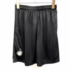 古着 ショートパンツ ハーフパンツ 薄手 一部メッシュ生地 ロゴパッチ 星 ウエストにゴムと紐 L 黒 ブラック×ブルー×ゴールド メンズ