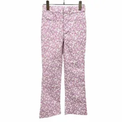 【新品】ザラ ZARA スキニーパンツ フレア 花柄 僅かにストレッチ 綿×ポリウレタン XS ピンクパープル 紫系×黄×茶×紺×白 レディース